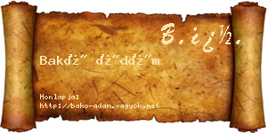 Bakó Ádám névjegykártya